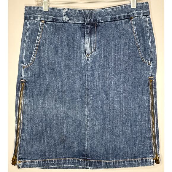 Vintage Levi’s Denim Skirt Superlow Made in USA Y2K zipper slit sides waist 33" - Picture 4 of 11